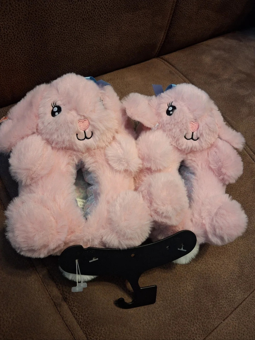 Wonder Nation Plush Pink Bunny Cozy Slippers Size 5-6 Girls